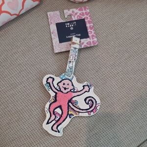 Roller Rabbit X Target Pink Monkey Luggage Tag with Multicolor Strap